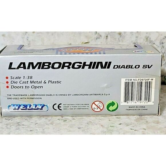 Welly 1/18 Lamborghini Diablo SV Yellow Damaged Box 1/38 Scale in Box - Picture 3 of 7